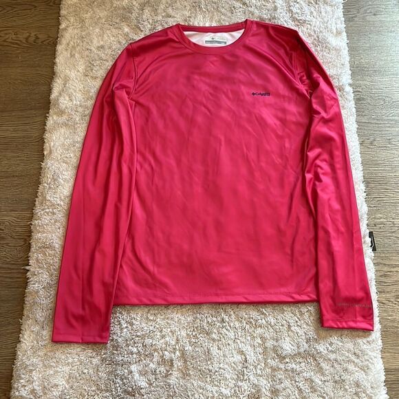 Columbia hot pink Omni shade fitness long sleeve tee. Size Small - Picture 1 of 9